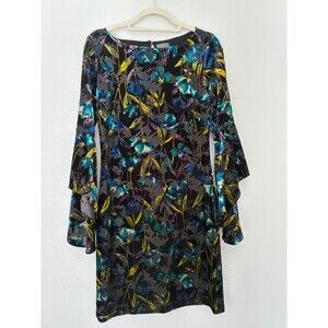 The Limited Collection velvet burnout floral bell sleeve dress in black